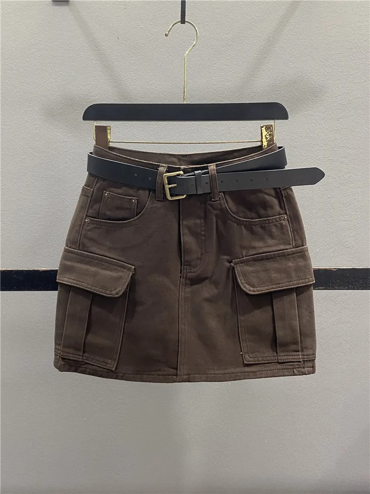 Retro High Waist Denim Skirt Women's Spring Summer Casual A-Line Bodycon Skirt with Big Pockets Workwear Style
Retro High Waist Denim Skirt Women's Spring Summer Casual A-Line Bodycon Skirt with Big Pockets Workwear Style