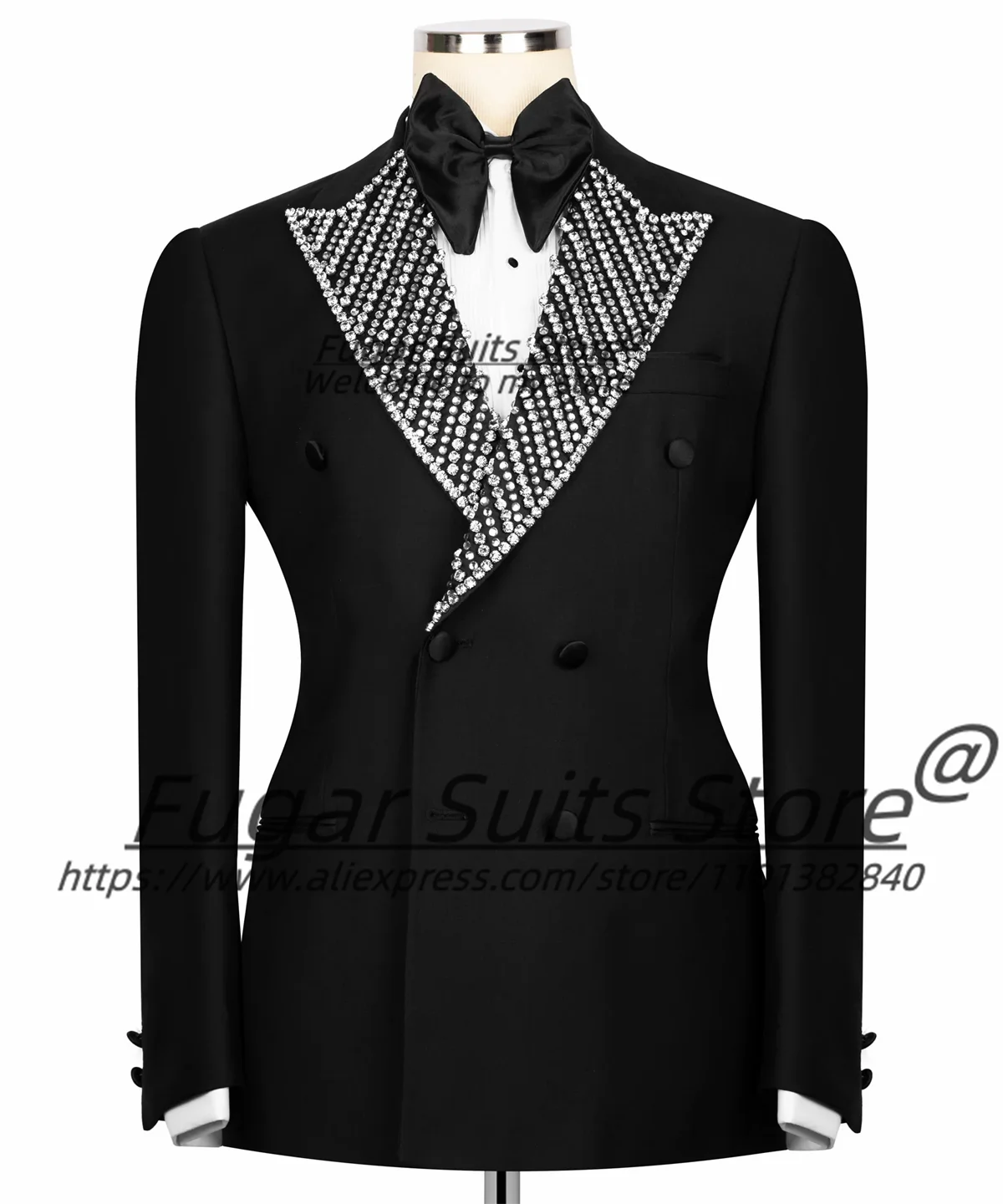 Luxuly Sparkling Diamond Peak Lapel Groom Wedding Tuxedos Customized Slim Double Breasted Men Suits 2 Pcs Sets Male Prom Blazers
Luxuly Sparkling Diamond Peak Lapel Groom Wedding Tuxedos Customized Slim Double Breasted Men Suits 2 Pcs Sets Male Prom Blazers