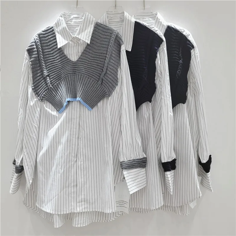SuperAen 2025 Autumn New Design Knitted Shawl Patchwork Contrast Color Striped Shirt Women Oversize Polo Neck Shirts
SuperAen 2025 Autumn New Design Knitted Shawl Patchwork Contrast Color Striped Shirt Women Oversize Polo Neck Shirts