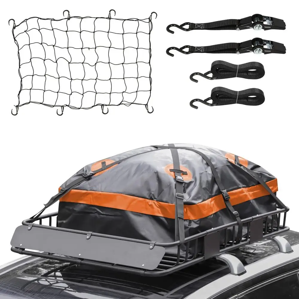 54 x 34 x 6 200lb Heavy Duty Roof Rack Carrier Basket with Waterproof Bag, Cargo Net and Ratchet Straps, Universal Car Top Lugg
54 x 34 x 6 200lb Heavy Duty Roof Rack Carrier Basket with Waterproof Bag, Cargo Net and Ratchet Straps, Universal Car Top Lugg