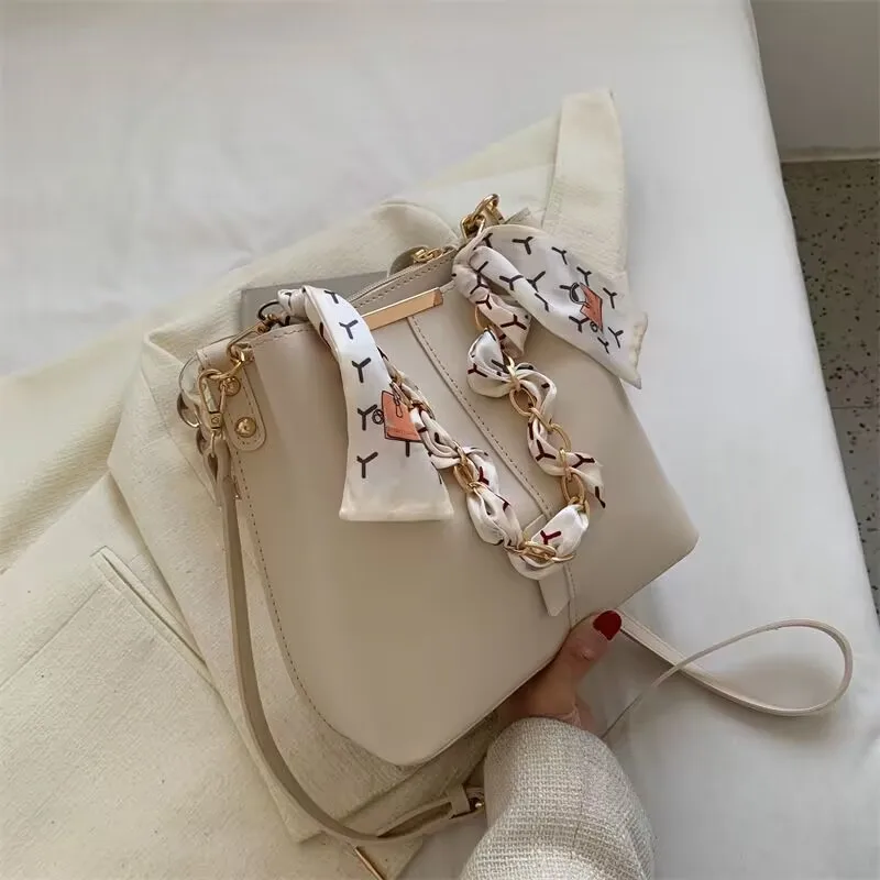 Light Green Mini Bucket Crossbody Bag For Women Casual Style Shoulder Bag With Chain Scarf Detail And Adjustable Strap 24 S226a80063547475ba4ea0f9361311fa2S