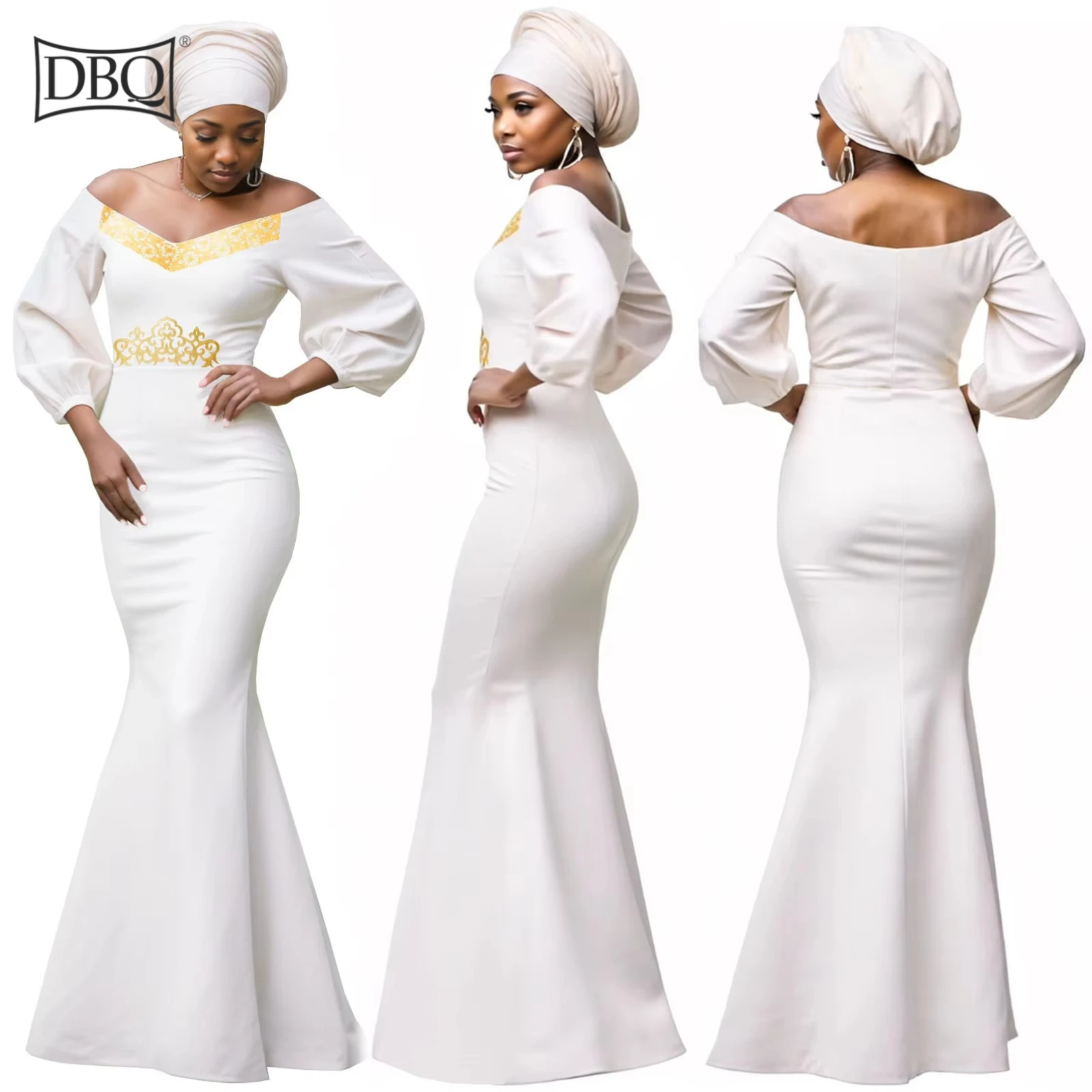 DBQ African Dresses for Women Off Shoulder High Waist Embroidery Elegant Maxi Dress with Headscarf
DBQ African Dresses for Women Off Shoulder High Waist Embroidery Elegant Maxi Dress with Headscarf