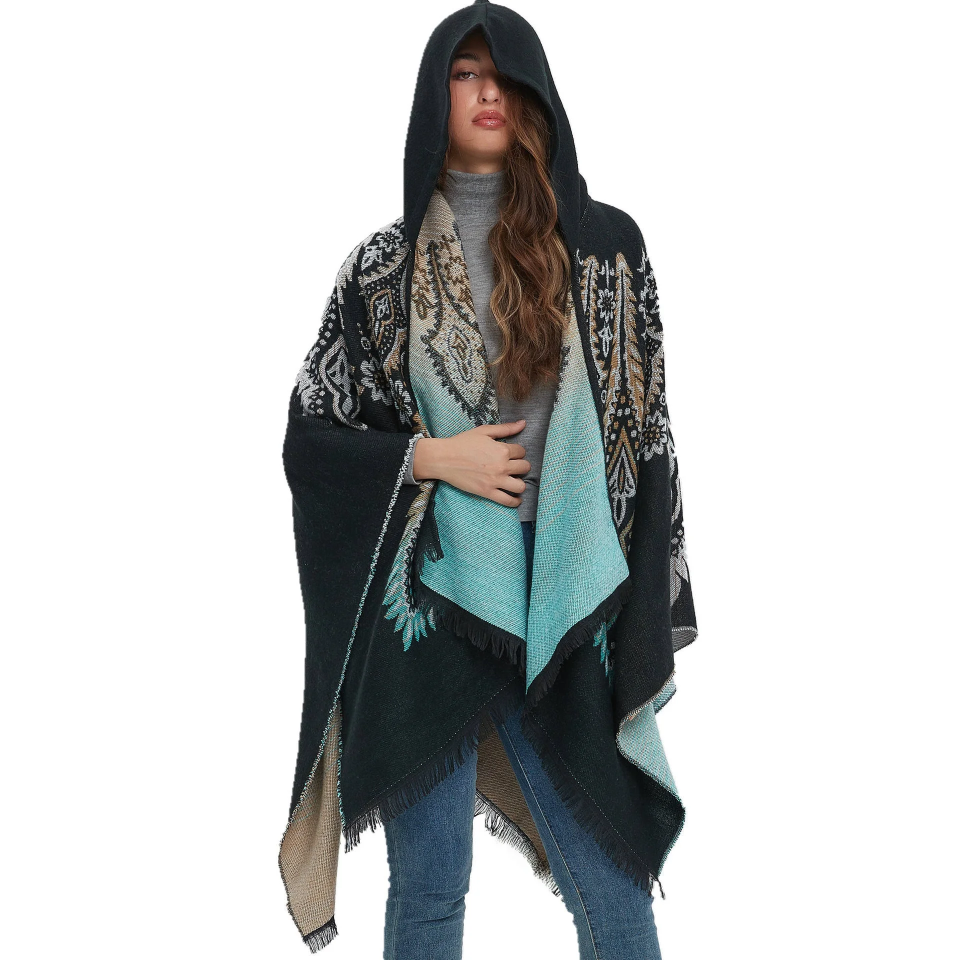 New Autumn Winter Peaco Embroidered Hooded awl on Scarf Bla Blue Camere Imitation Faionable Versatile Accory
New Autumn Winter Peaco Embroidered Hooded awl on Scarf Bla Blue Camere Imitation Faionable Versatile Accory