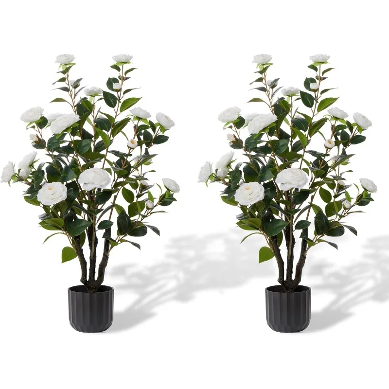 Artificial Faux Camellia Tree Plants for Indoor Outdoor, 2 Pack Fake White Silk Camellia Tree Plants in Cement Pot
Artificial Faux Camellia Tree Plants for Indoor Outdoor, 2 Pack Fake White Silk Camellia Tree Plants in Cement Pot