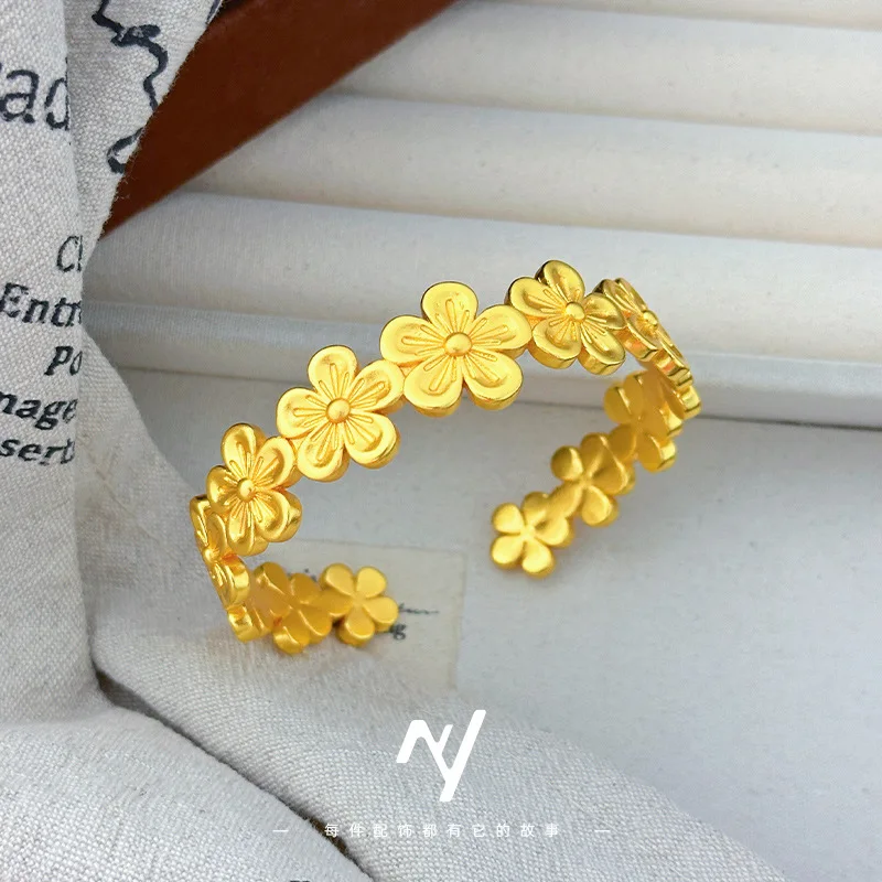 9999 24K Real Gold Plum Blossom Peach Blossom Open Bangle Women's New Chinese Style Fresh Band
9999 24K Real Gold Plum Blossom Peach Blossom Open Bangle Women's New Chinese Style Fresh Band