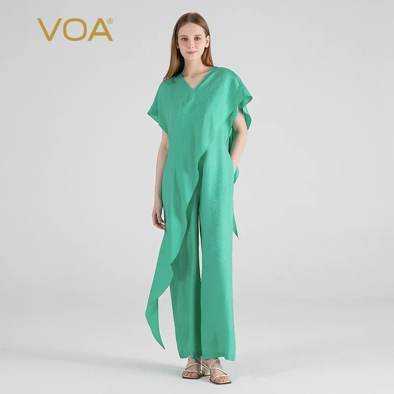 (Fans Exclusive Discount) VOA Green Jacquard Silk V-Neck Raglan Short Sleeve Asymmetric Loose Leaf Silk Jumpsuit Women KE965
(Fans Exclusive Discount) VOA Green Jacquard Silk V-Neck Raglan Short Sleeve Asymmetric Loose Leaf Silk Jumpsuit Women KE965
