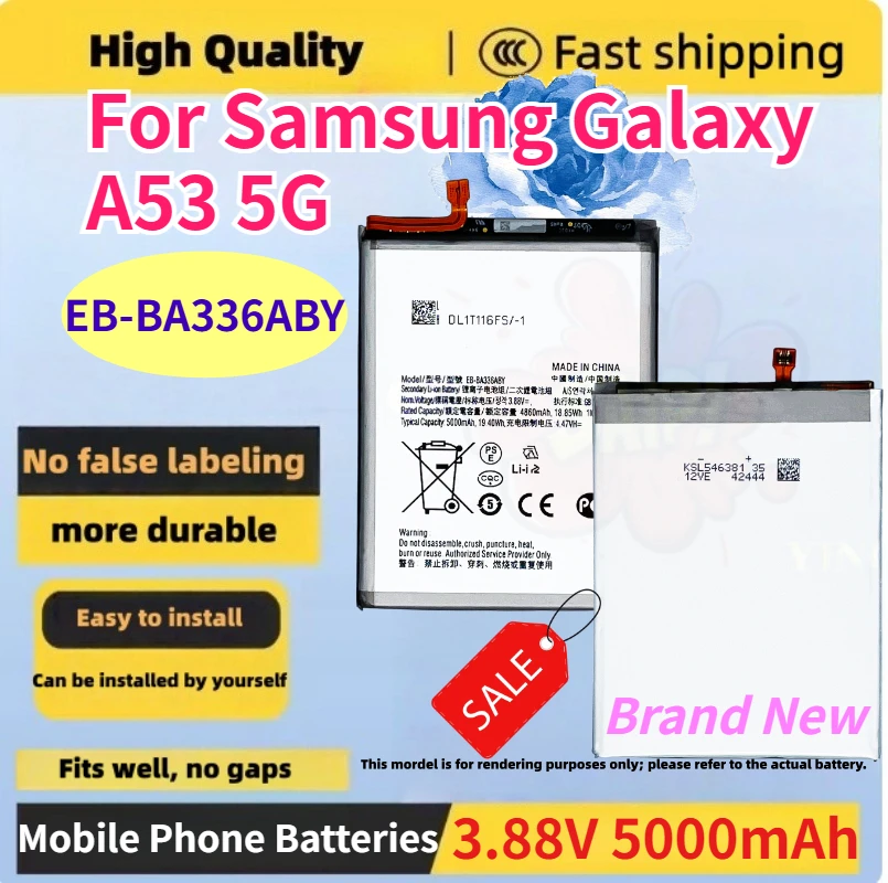 EB-BA336ABY 3.88V Rechargeable Li-ion Battery 5000mAh Capacity for Samsung Galaxy A53 5G Mobile Phone Batteries with Tools
EB-BA336ABY 3.88V Rechargeable Li-ion Battery 5000mAh Capacity for Samsung Galaxy A53 5G Mobile Phone Batteries with Tools