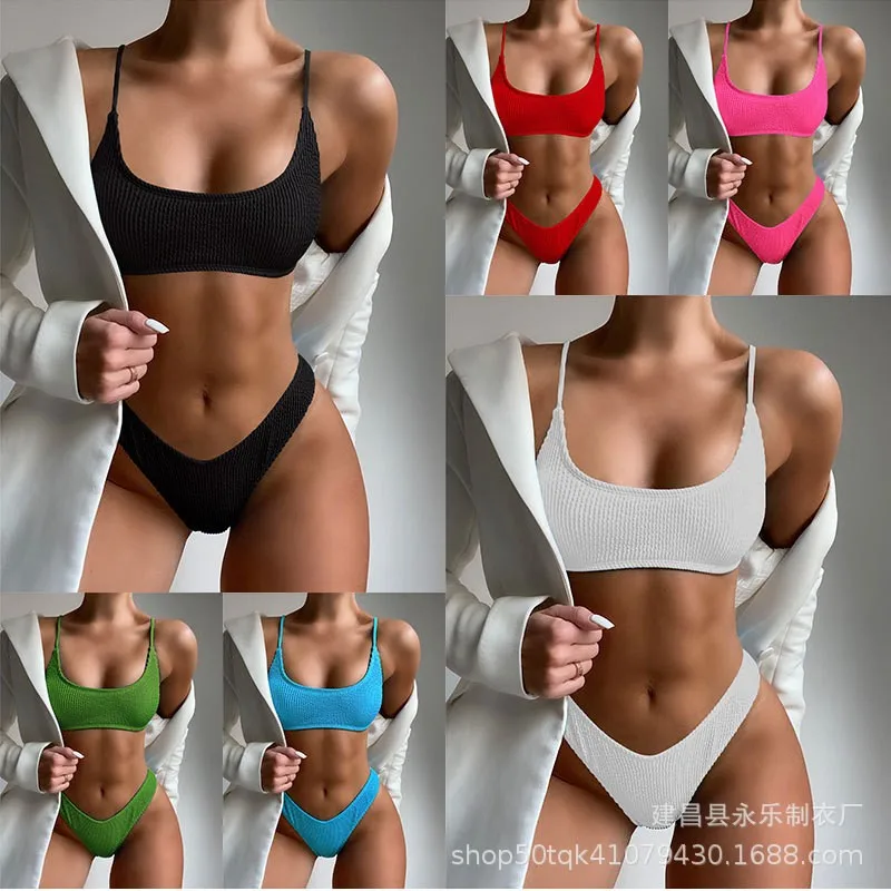 Women's Two-piece Bikini Sets Crop Top Thong Bottom Solid Color Swimwear Black High Cut Legs Sleeveless Square Neckline Thin
Women's Two-piece Bikini Sets Crop Top Thong Bottom Solid Color Swimwear Black High Cut Legs Sleeveless Square Neckline Thin