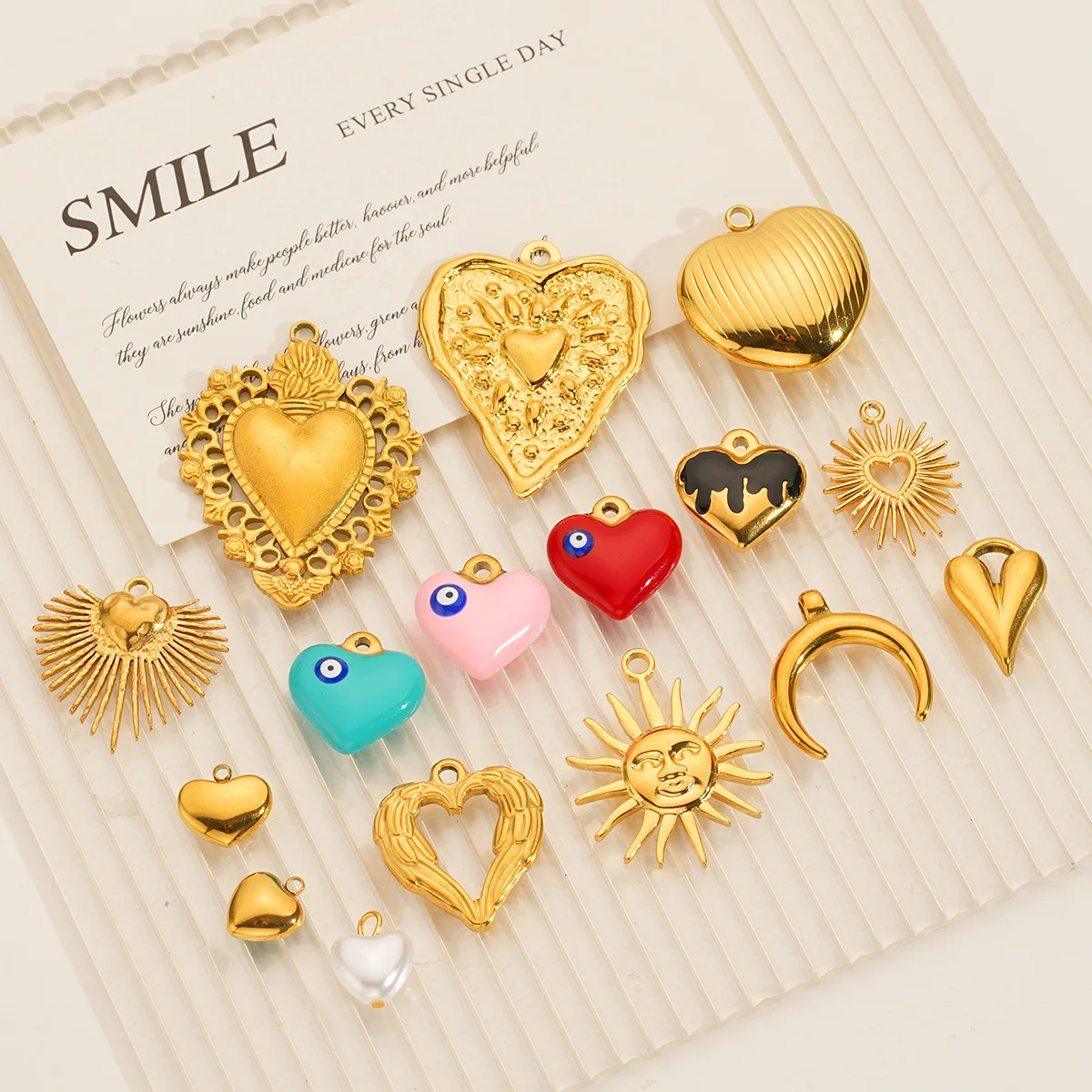 Multi-Style Gold Plated Heart Charms, Stainless Steel Pendants with Enamel & Evil Eye for DIY Jewelry
Multi-Style Gold Plated Heart Charms, Stainless Steel Pendants with Enamel & Evil Eye for DIY Jewelry