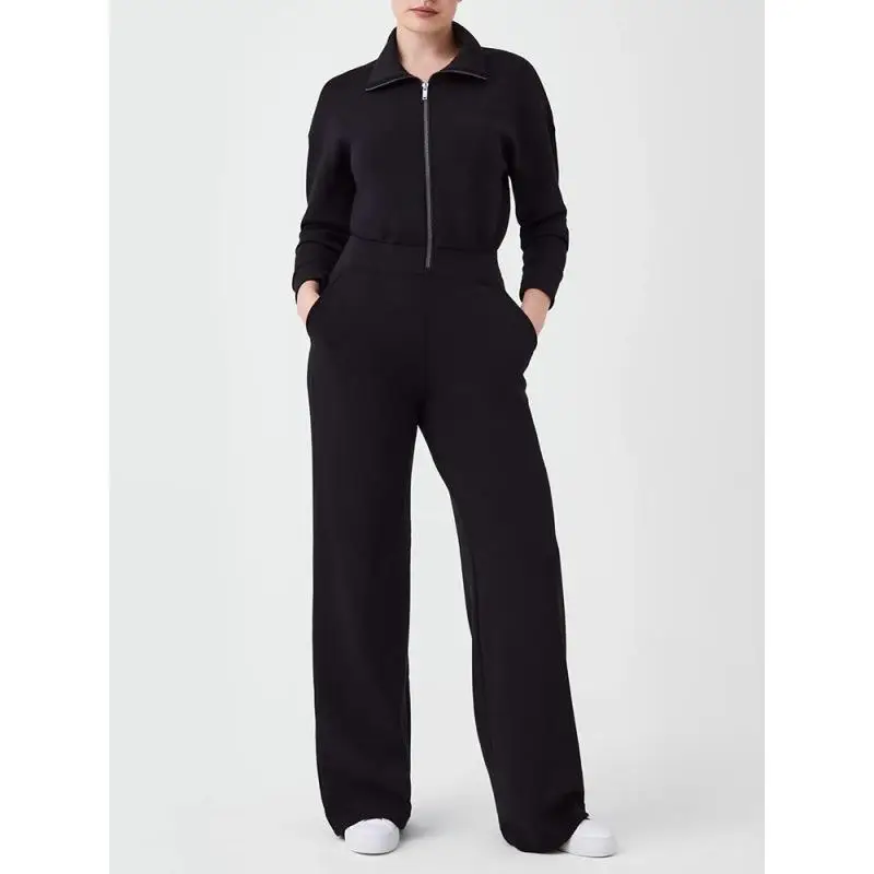 Wide Leg Jumpsuit Zipper Lapel Long Sleeve Autumn Fashion Women's One-Piece Suit Comfortable Fit Mid-Waist Nine-Piece Pants
Wide Leg Jumpsuit Zipper Lapel Long Sleeve Autumn Fashion Women's One-Piece Suit Comfortable Fit Mid-Waist Nine-Piece Pants