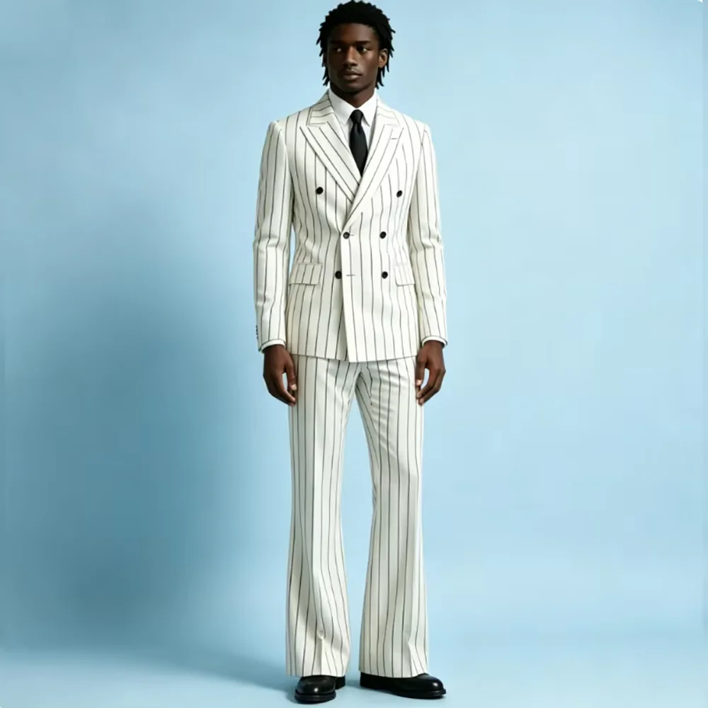 Elegant Stripe Men's Suits 2 Pieces Jacket Pants Slim Fit Blazer Terno Double Breasted Luxury Wedding Blazer Costume Homme Set
Elegant Stripe Men's Suits 2 Pieces Jacket Pants Slim Fit Blazer Terno Double Breasted Luxury Wedding Blazer Costume Homme Set