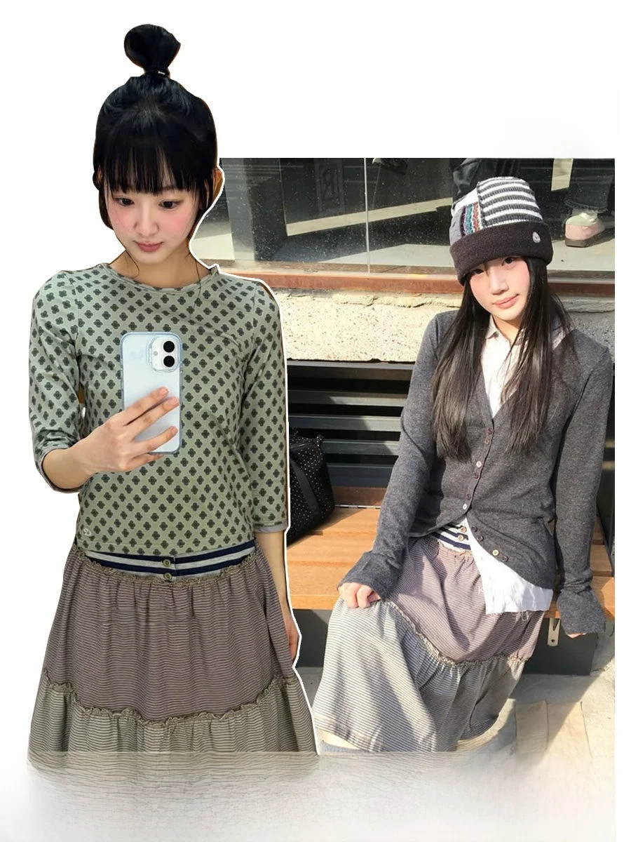 Hanna Women's A-Line Midi Skirt Cake Style Slimming Half-length Striped Patchwork Korean Style Commute Casual Loose Fit
Hanna Women's A-Line Midi Skirt Cake Style Slimming Half-length Striped Patchwork Korean Style Commute Casual Loose Fit