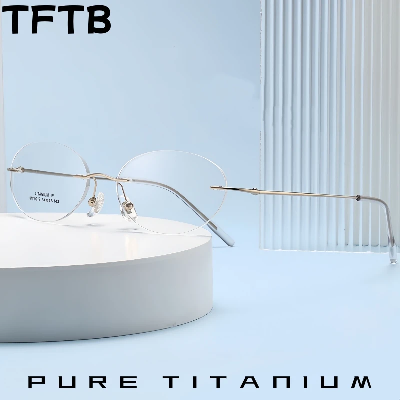 TFTB Fashion Pure Titanium Rimless Glasses Women Retro Oval Ultra-light Comfortable Optical Prescription Eyeglasses Frame Men 90 
TFTB Fashion Pure Titanium Rimless Glasses Women Retro Oval Ultra-light Comfortable Optical Prescription Eyeglasses Frame Men 90