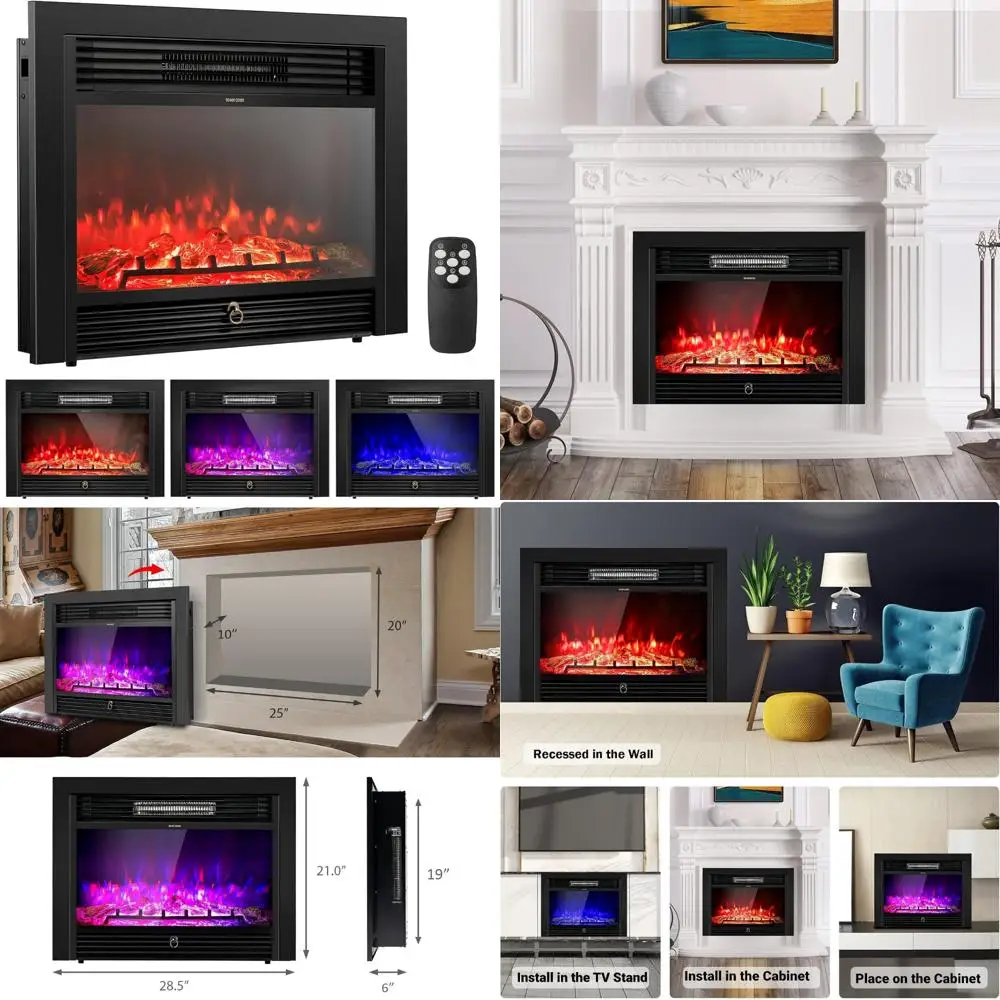 COSTWAY 28.5-inch Electric Fireplace Insert, Dual Heat Settings, 3 Flame Colors, 5 Burner Options, Wall-Mounted or Freestanding
COSTWAY 28.5-inch Electric Fireplace Insert, Dual Heat Settings, 3 Flame Colors, 5 Burner Options, Wall-Mounted or Freestanding