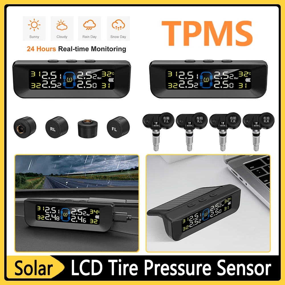 Solar Auto Security Temperature Alarm System LCD Display Car Tyre Pressure Monitor TPMS High Precision External/Internal Sensor
Solar Auto Security Temperature Alarm System LCD Display Car Tyre Pressure Monitor TPMS High Precision External/Internal Sensor