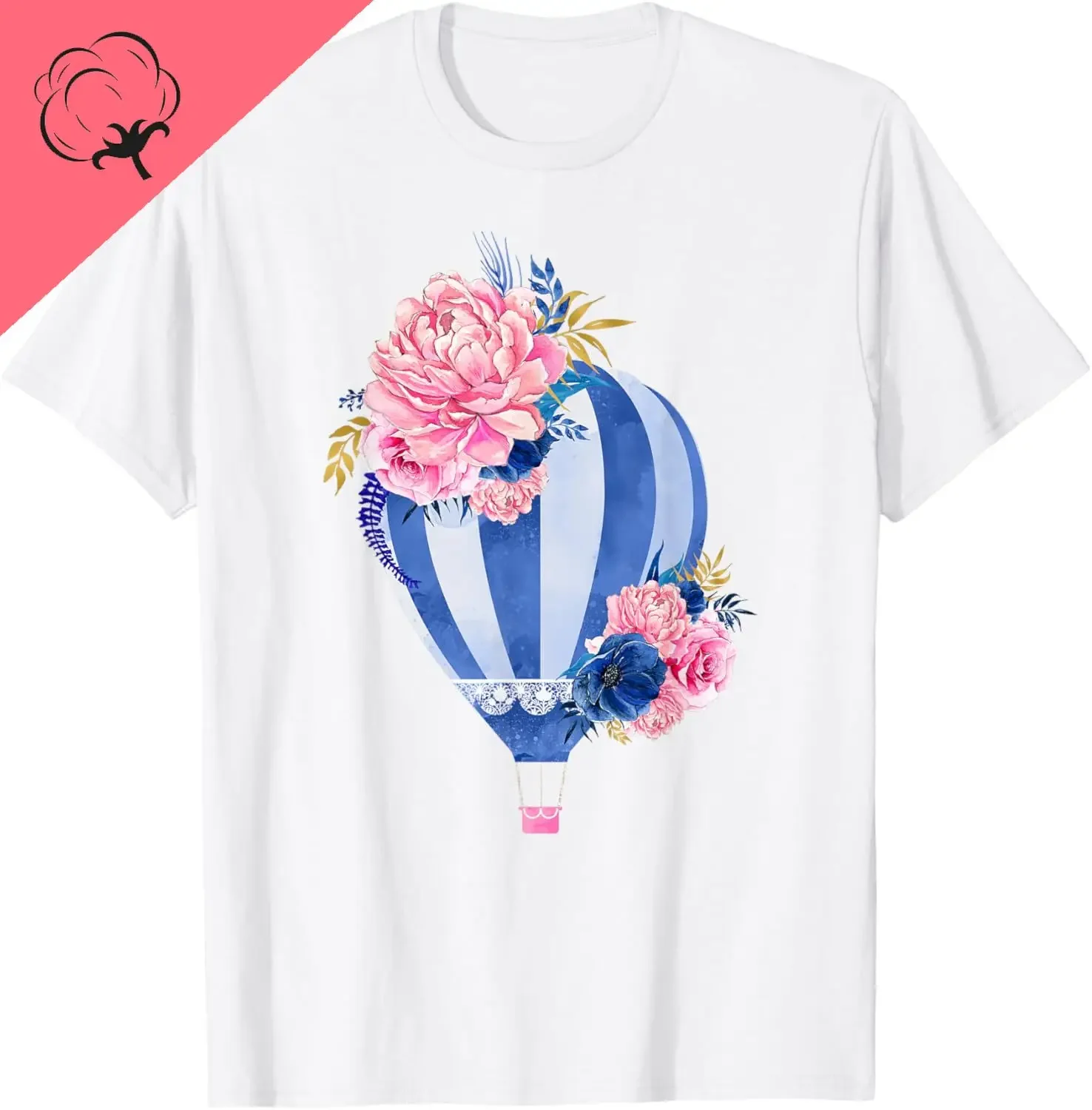 Floral Hot Air Balloon Graphic Cotton T-Shirt Breathable Round Neck Trip Tee for Men
Floral Hot Air Balloon Graphic Cotton T-Shirt Breathable Round Neck Trip Tee for Men