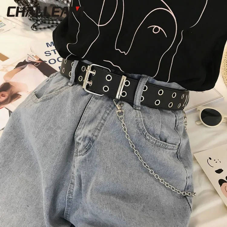 Belt Female Punk Double Button Hole Buckle Belt Black Willow Nail Female Belt Coat Female Men's Jeans Accessories 224
Belt Female Punk Double Button Hole Buckle Belt Black Willow Nail Female Belt Coat Female Men's Jeans Accessories 224