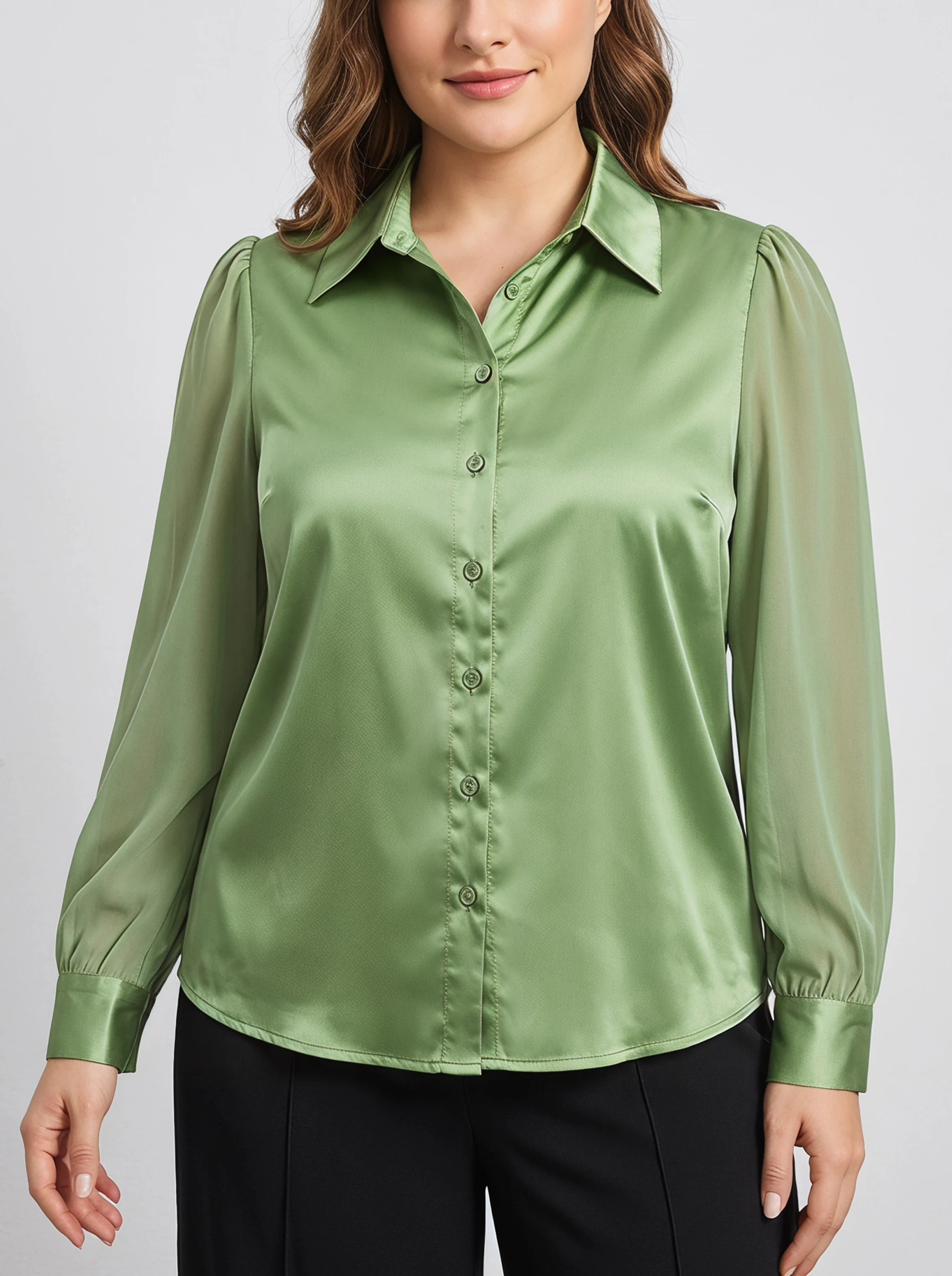 Rosa fera Plus Size Women Satin Blouse Sheer Lantern Sleeve Button Down Office Shirt Elegant Casual Top
Rosa fera Plus Size Women Satin Blouse Sheer Lantern Sleeve Button Down Office Shirt Elegant Casual Top
