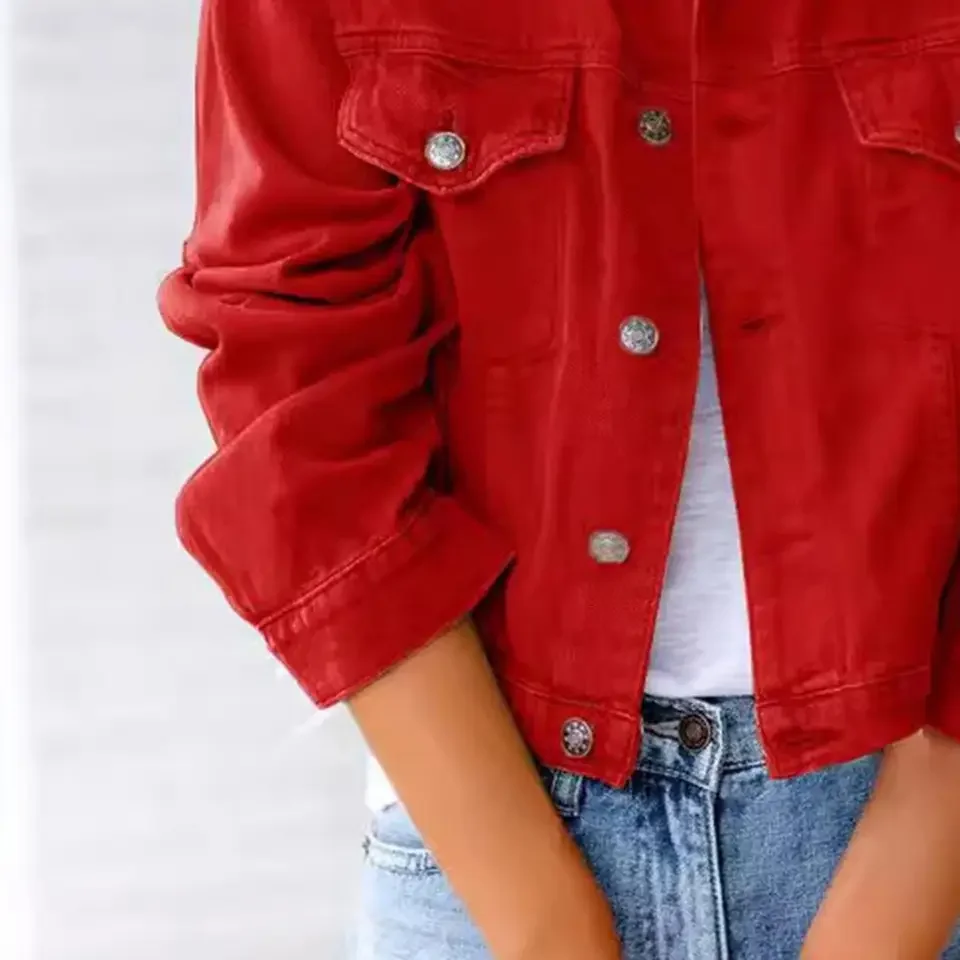 Womens Jean Trucker Coat Cropped Denims s Stretchy Long Sleeve Shacket With Pockets Fall Spring Outwear Button Down
Womens Jean Trucker Coat Cropped Denims s Stretchy Long Sleeve Shacket With Pockets Fall Spring Outwear Button Down