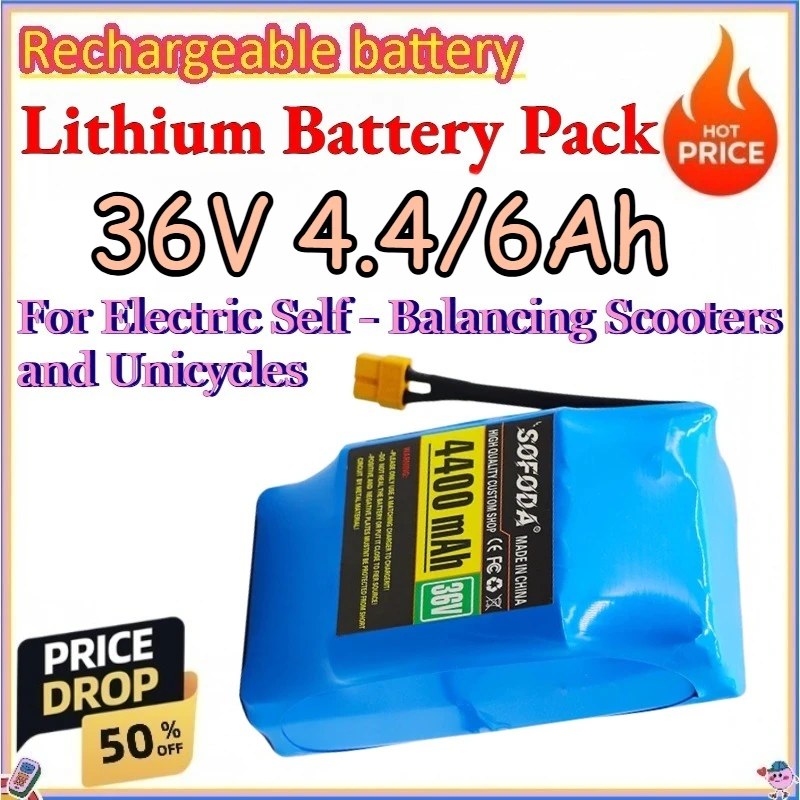 36V 4.4/6Ah Lithium Battery Pack for Electric Self - Balancing Scooters and Unicycles Replace Rechargeable 18650 Lithium Battery
36V 4.4/6Ah Lithium Battery Pack for Electric Self - Balancing Scooters and Unicycles Replace Rechargeable 18650 Lithium Battery