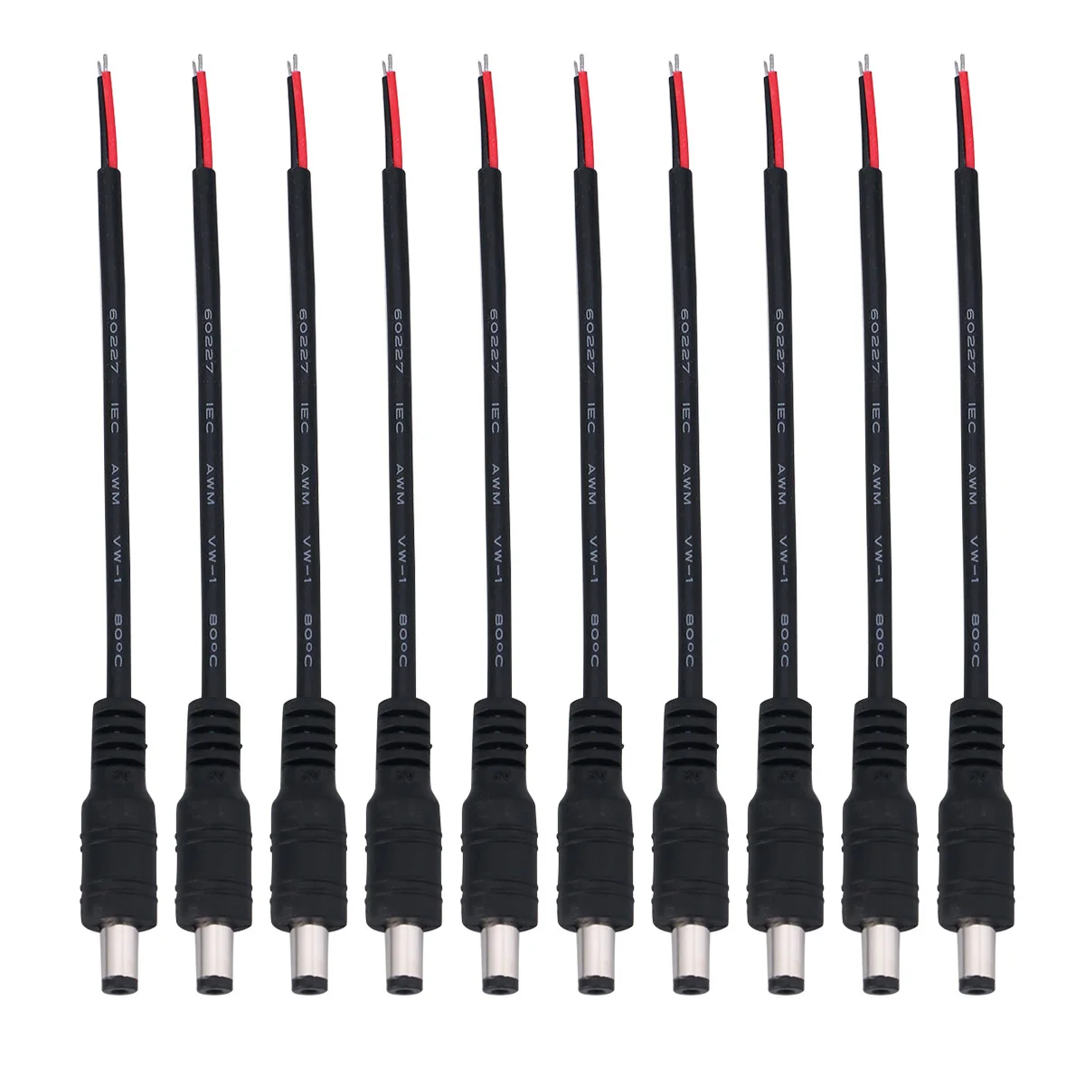 10Pcs Dc Male Connector 5.5x2.1mm 12V Pigtail Cable for Cctv Camera Power Supply Security Jack Adapter Black
10Pcs Dc Male Connector 5.5x2.1mm 12V Pigtail Cable for Cctv Camera Power Supply Security Jack Adapter Black