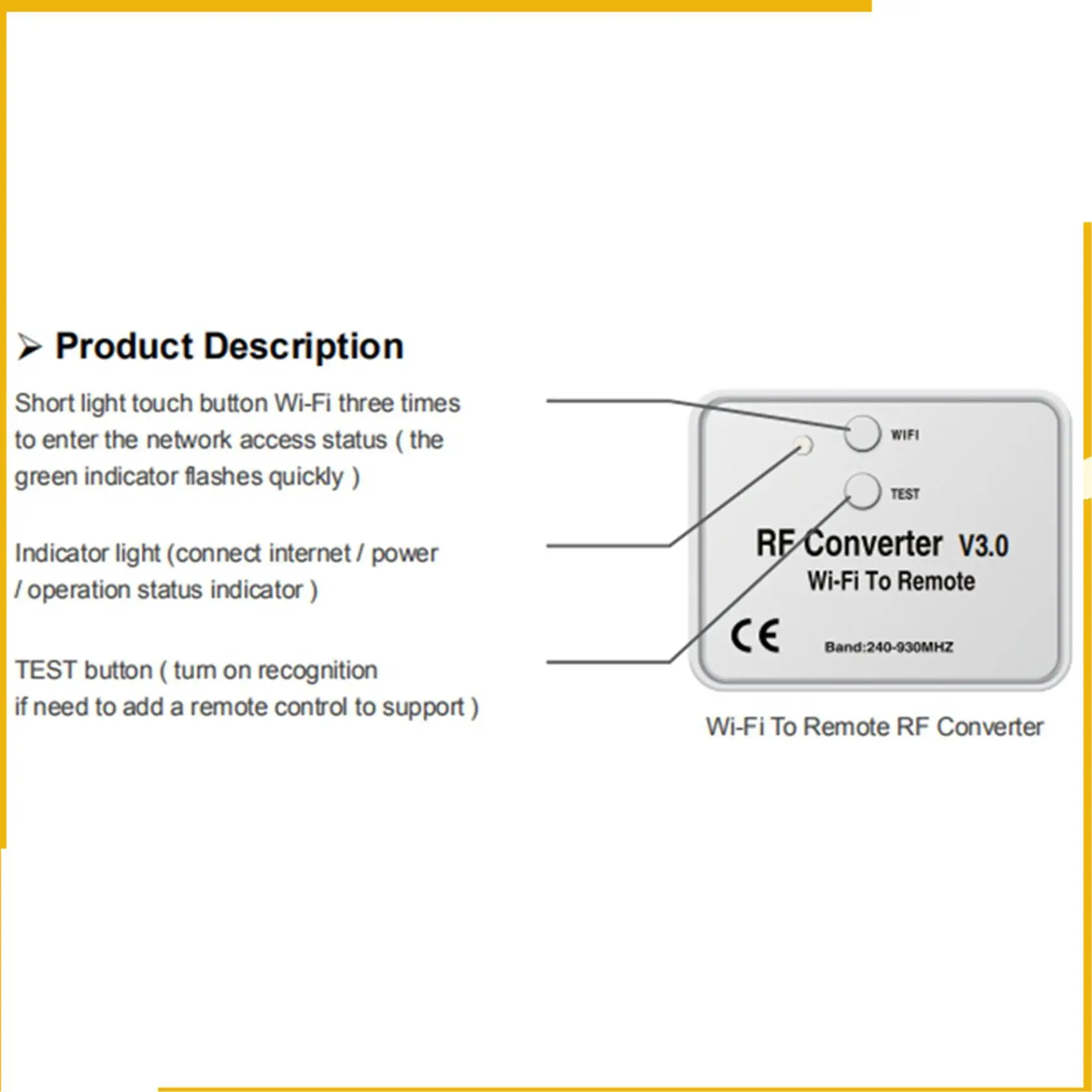 A93P 2X Universal Wireless Wifi To RF Converter Phone Instead Remote Control 240-930Mhz For Smart Home
A93P 2X Universal Wireless Wifi To RF Converter Phone Instead Remote Control 240-930Mhz For Smart Home