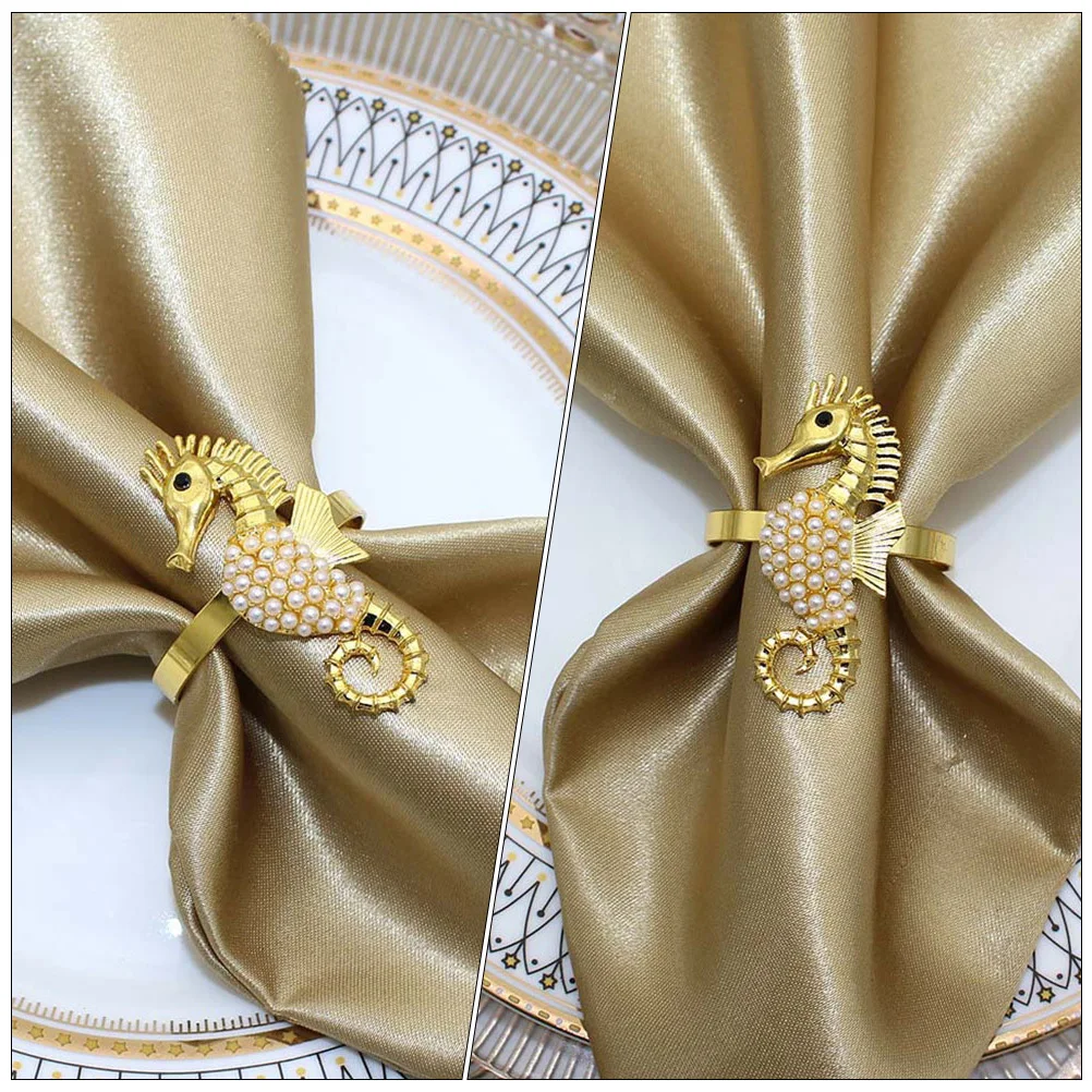 6Pcs Seahorse Napkin Rings Table Decor Wedding Party Dining Napkin Holders Creative Elegant Table Setting Napkins Rings 
6Pcs Seahorse Napkin Rings Table Decor Wedding Party Dining Napkin Holders Creative Elegant Table Setting Napkins Rings