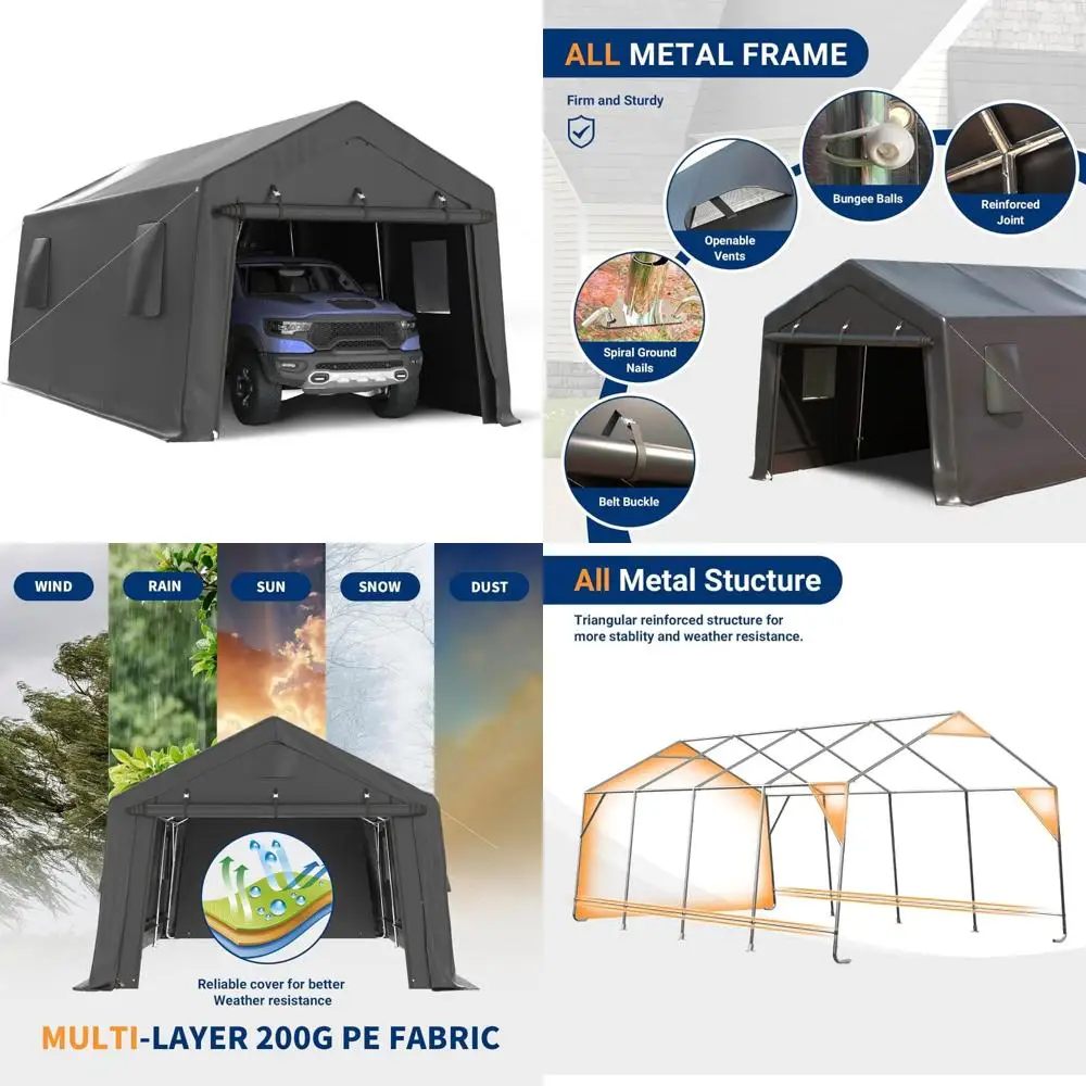 carport 10x20 heavy duty, portable garage peak roof, waterproof anti-snow uv-resistant car port with roll-up doors galvanized s
carport 10x20 heavy duty, portable garage peak roof, waterproof anti-snow uv-resistant car port with roll-up doors galvanized s