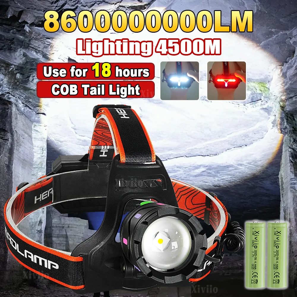 Сверхяркий светодиодный налобный фонарь 86000000LM, мощный, дальнобойный, перезаряжаемый, с COB-подсветкой, для рыбалки и экстренных ситуаций
Сверхяркий светодиодный налобный фонарь 86000000LM, мощный, дальнобойный, перезаряжаемый, с COB-подсветкой, для рыбалки и экстренных ситуаций