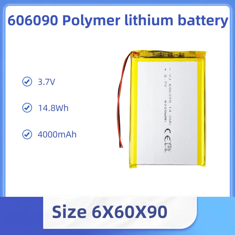606090 4000mAh 14.8Wh Rechargeable Li Ion Battery Soft Case Battery Pack 3.7V Lithium Polymer Battery Lithium Ion Li Polymer
606090 4000mAh 14.8Wh Rechargeable Li Ion Battery Soft Case Battery Pack 3.7V Lithium Polymer Battery Lithium Ion Li Polymer