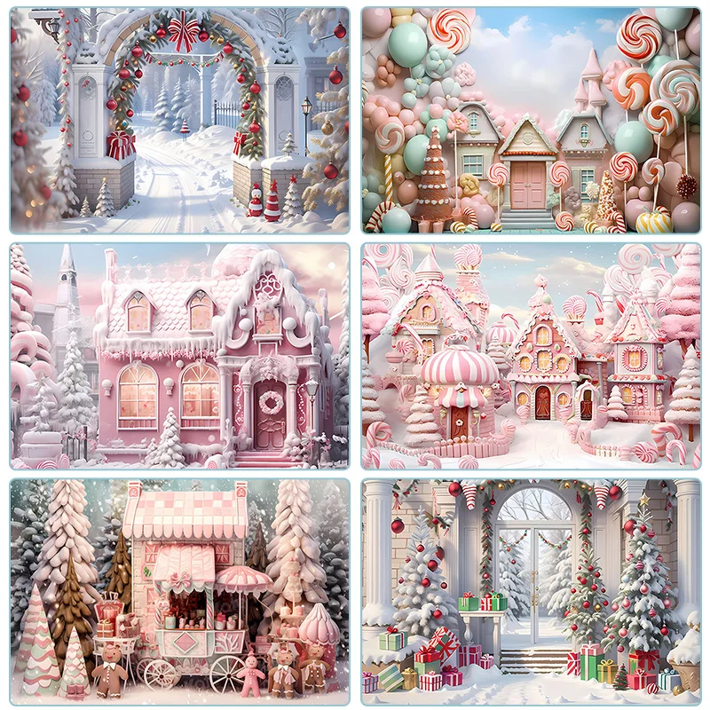 Christmas Candy House Photography Backdrop Pink Castle Snow Landcape Baby Portrait Family Party Background Photo Studio
Christmas Candy House Photography Backdrop Pink Castle Snow Landcape Baby Portrait Family Party Background Photo Studio