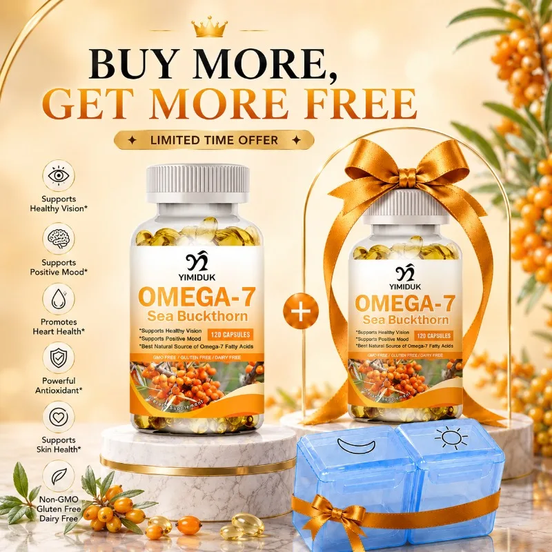 Organic Omega-7 Capsules, with Sea Buckthorn & Natural Fatty Acids, Support Hepatic Function, Skin Radiance, Ocular Health
Organic Omega-7 Capsules, with Sea Buckthorn & Natural Fatty Acids, Support Hepatic Function, Skin Radiance, Ocular Health