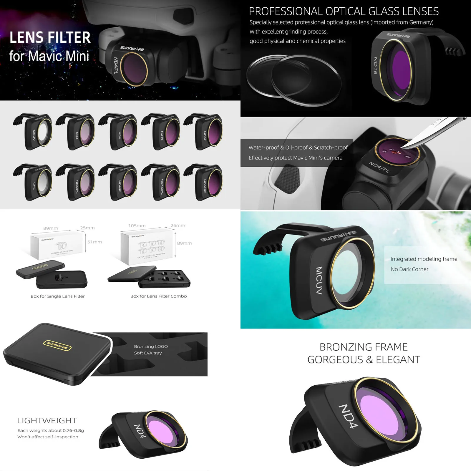 Sunnylife For DJI Mavic Mini/ Mini 2/Mini 2SE/Mini 4K Camera Lens Filter MCUV ND4 ND8 ND16 ND32 CPL Filters Kit Drone Accessorie
Sunnylife For DJI Mavic Mini/ Mini 2/Mini 2SE/Mini 4K Camera Lens Filter MCUV ND4 ND8 ND16 ND32 CPL Filters Kit Drone Accessorie