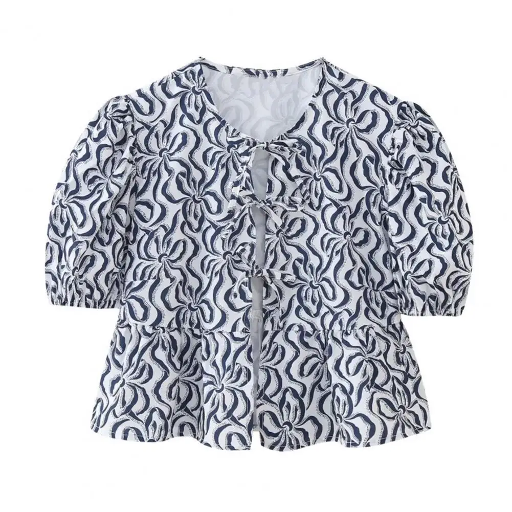Ruffled Hem Cardigan Top Stylish Women's Plaid Print Ruffle Hem Tops with Lace-up Closure Trendy O-neck Puff Short for Summer
Ruffled Hem Cardigan Top Stylish Women's Plaid Print Ruffle Hem Tops with Lace-up Closure Trendy O-neck Puff Short for Summer