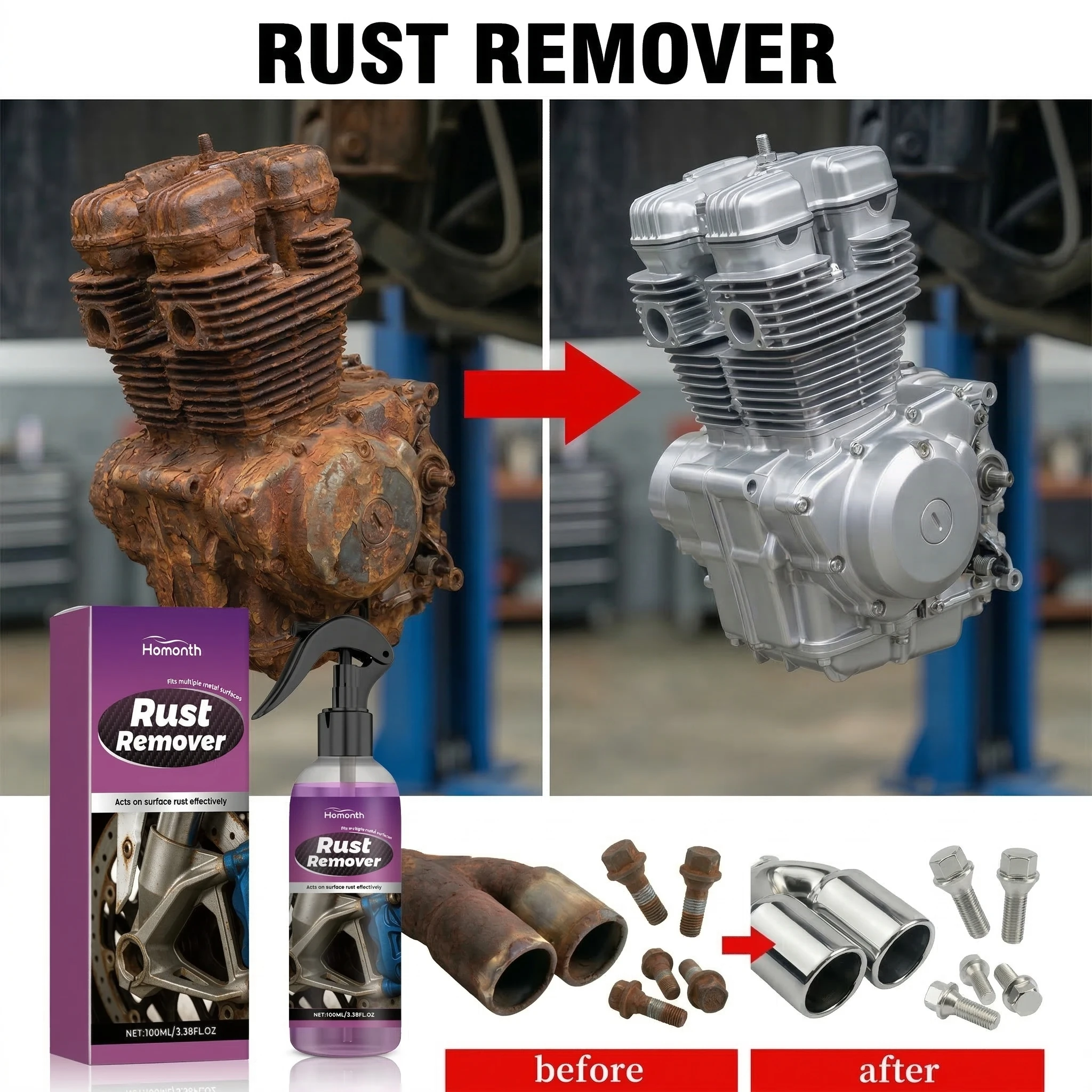 New Universal Rust Remover Spray Powerful Formula Efficient Prevents Re Rusting Fast Cleaning for Ships Cars
New Universal Rust Remover Spray Powerful Formula Efficient Prevents Re Rusting Fast Cleaning for Ships Cars
