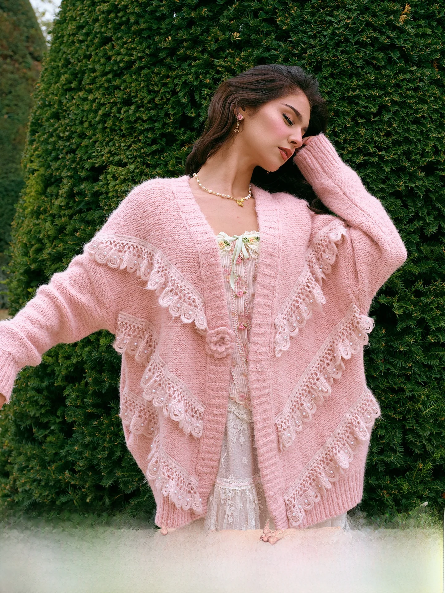 LaceMade Women's Lazy Sle Loose Knitted Open Cardigan Coat Casual Comfortable Soft Fabric Floral Lace Pearl Design Autumn Wear
LaceMade Women's Lazy Sle Loose Knitted Open Cardigan Coat Casual Comfortable Soft Fabric Floral Lace Pearl Design Autumn Wear