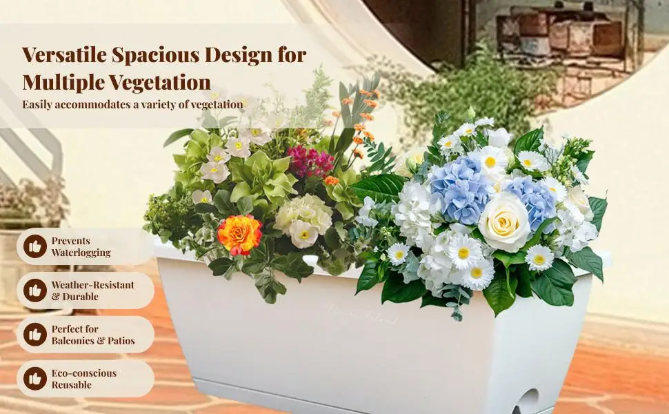 Window Box Planter Garden Flower Plant Pot Large Capacity Breathable Multifunction Vegetables Growing Container for Garden
Window Box Planter Garden Flower Plant Pot Large Capacity Breathable Multifunction Vegetables Growing Container for Garden