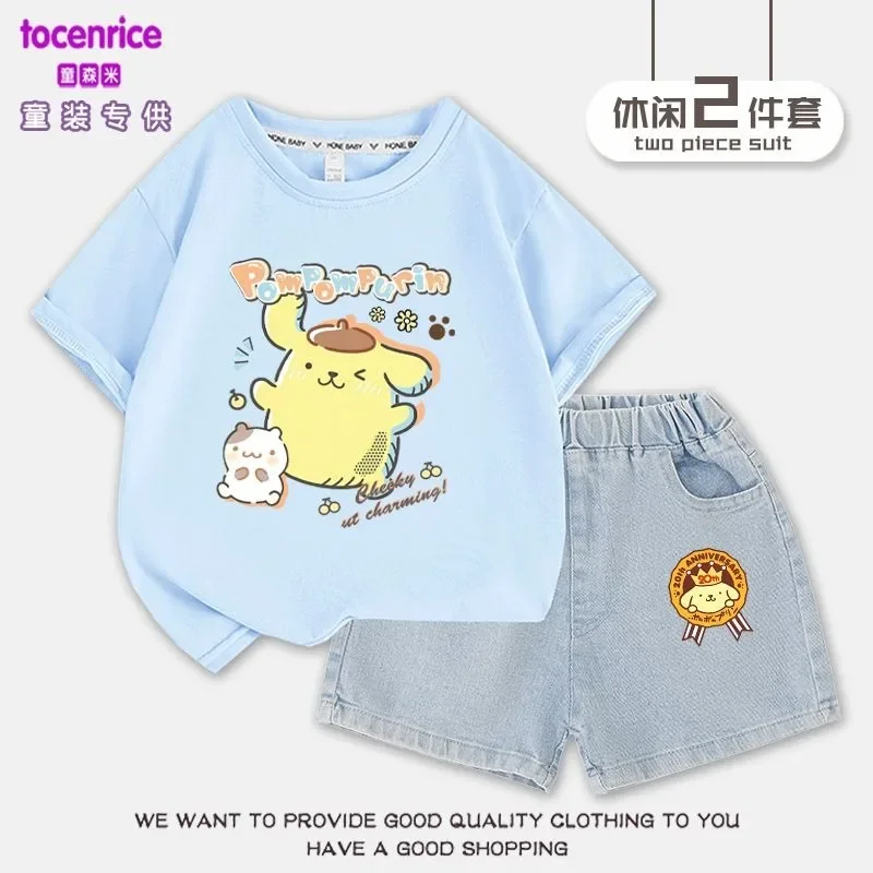 PomPomPurin Anime Kawaii Sanrio Ins Fashion New Short Sleeve Shirt Summer Cute Children Hoodie Pants Two-piece Set Gifts
PomPomPurin Anime Kawaii Sanrio Ins Fashion New Short Sleeve Shirt Summer Cute Children Hoodie Pants Two-piece Set Gifts