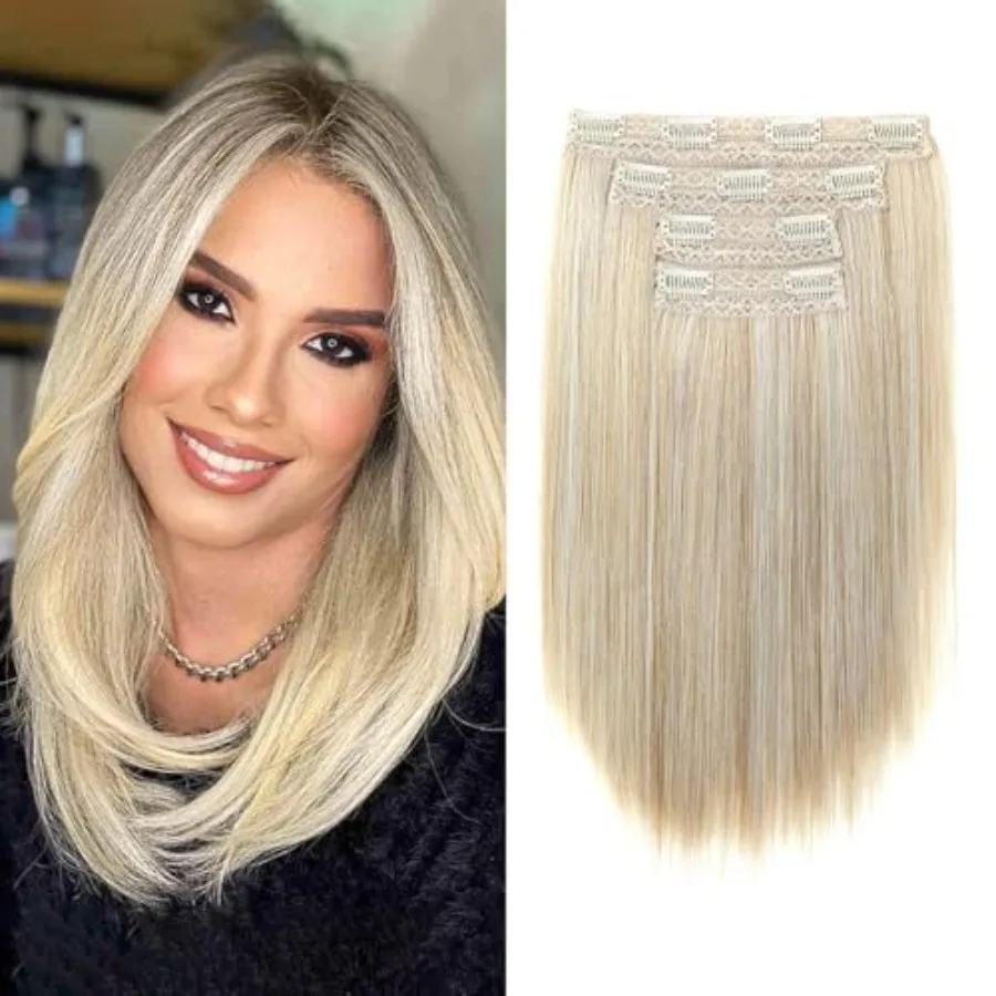 Hair Extensions, 14" Short Clip in Hair Extensions 4PCS Straight Natural Soft Synthetic Hairpiece for Women - Ash Blonde with H
Hair Extensions, 14" Short Clip in Hair Extensions 4PCS Straight Natural Soft Synthetic Hairpiece for Women - Ash Blonde with H