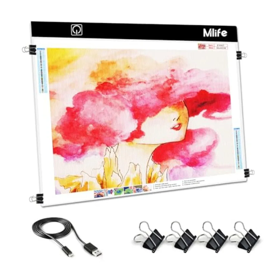 A2 LED Light Pad for Diamond Art Painting Light Board with 3 Brightness Tracing Light Board with USB Cable and 4 Fasten Clips f
A2 LED Light Pad for Diamond Art Painting Light Board with 3 Brightness Tracing Light Board with USB Cable and 4 Fasten Clips f