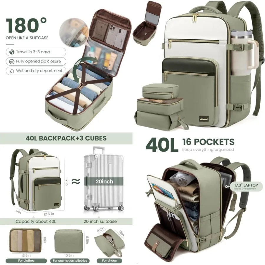 Travel Backpack For Women, 40L Carry On Backpack Flight Approved, TSA Personal Item Travel Bag Fits 17 Inch Laptop, Business We
Travel Backpack For Women, 40L Carry On Backpack Flight Approved, TSA Personal Item Travel Bag Fits 17 Inch Laptop, Business We