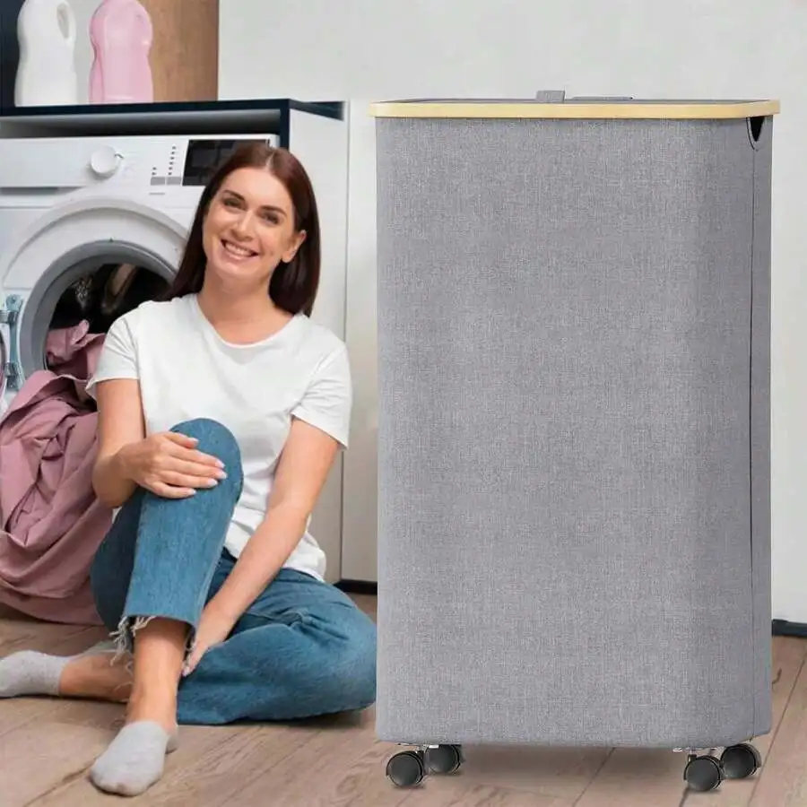 YUNRUICHI 100L Rolling Laundry Hamper With Wheels Foldable Clothes Basket With Lid And Bamboo Handles Large Capacity Organizer
YUNRUICHI 100L Rolling Laundry Hamper With Wheels Foldable Clothes Basket With Lid And Bamboo Handles Large Capacity Organizer