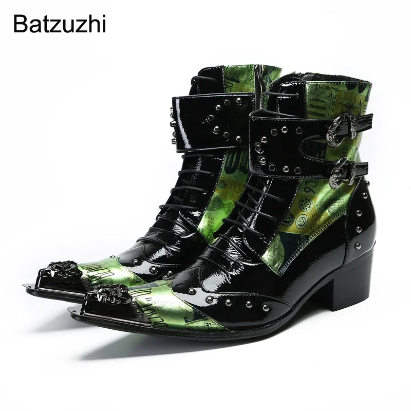Batzuzhi Fashion Designer's Boots Men Pointed Iron Toe Leather Short Boots Men 6.5cm Heels Buckles Punk Boots for Men, 37-46!
Batzuzhi Fashion Designer's Boots Men Pointed Iron Toe Leather Short Boots Men 6.5cm Heels Buckles Punk Boots for Men, 37-46!