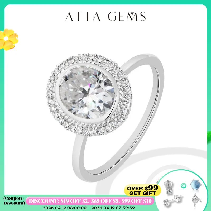 ATTAGEMS Oval Cut 2.0CT Moissanite Halo Engagement Ring for Women D VVS1 925 Silver 18K Gold Plated Luxury Band Wedding Jewelry
ATTAGEMS Oval Cut 2.0CT Moissanite Halo Engagement Ring for Women D VVS1 925 Silver 18K Gold Plated Luxury Band Wedding Jewelry