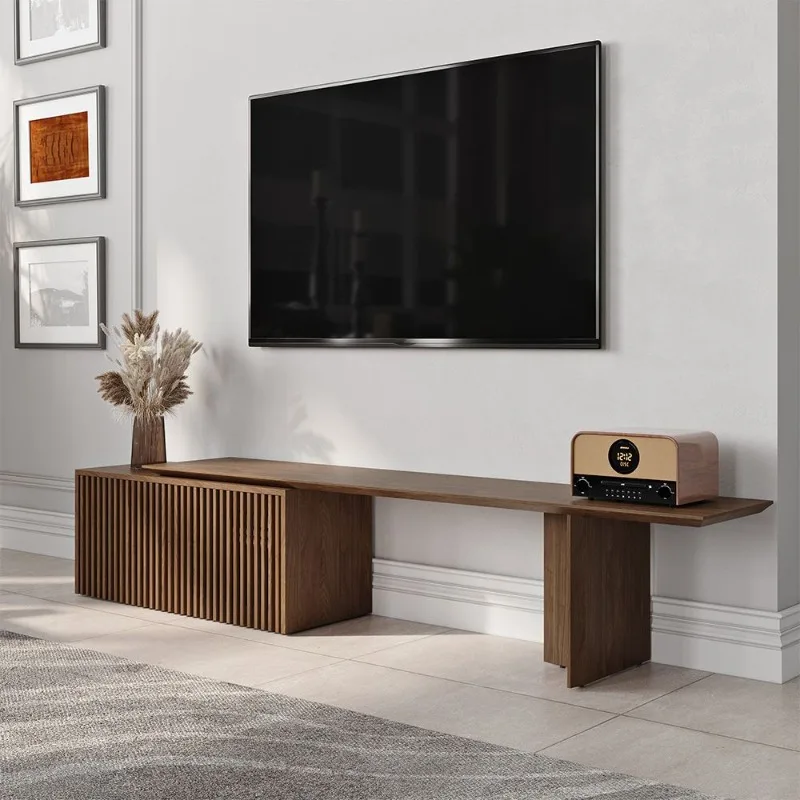 Modern simple walnut color telescopic TV cabinet
Modern simple walnut color telescopic TV cabinet