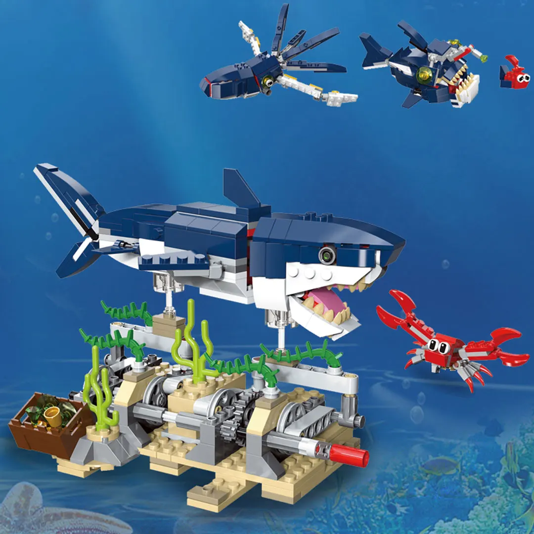 380+Pcs Mechanical Shark Building Blocks Ocean Animals Model Kit - Interactive Swimming Marine Creatures STEM Toy for Kids Teens
380+Pcs Mechanical Shark Building Blocks Ocean Animals Model Kit - Interactive Swimming Marine Creatures STEM Toy for Kids Teens