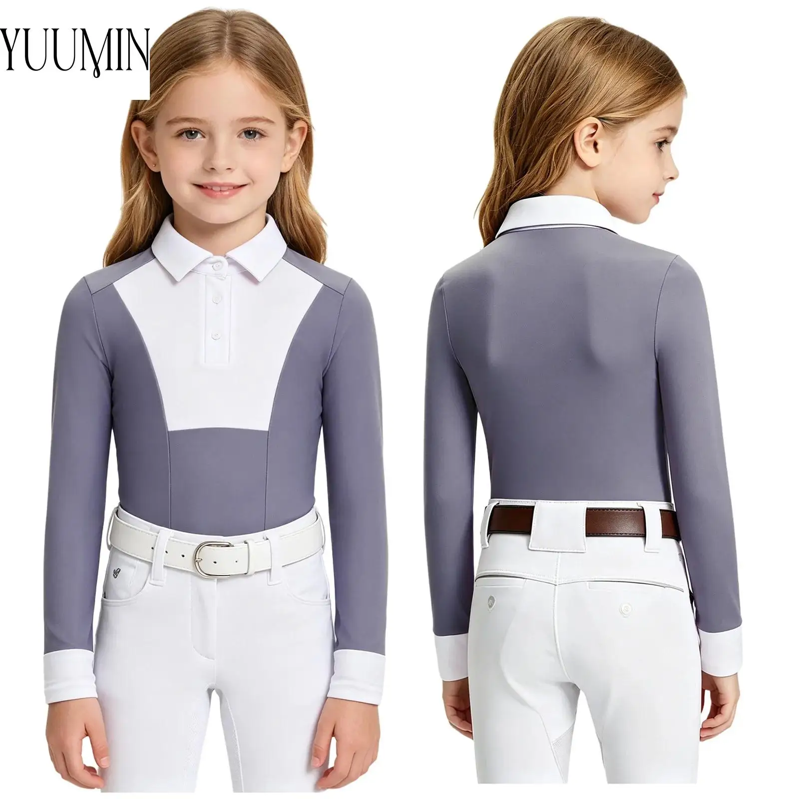 Girls Horse Riding Costume Top Turn Down Collar Long Sleeve Buttons Design Stretchy Quick Dry for Equestrian Training
Girls Horse Riding Costume Top Turn Down Collar Long Sleeve Buttons Design Stretchy Quick Dry for Equestrian Training