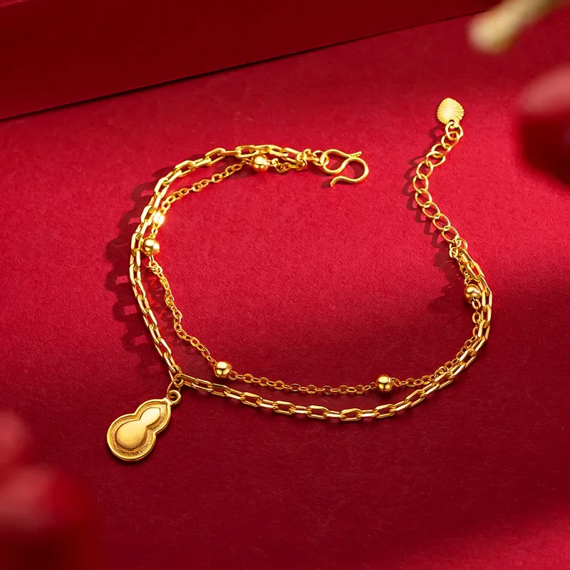 9999 Real Gold 24K retro double-layer bead gourd pendant bracelet niche lucky Fulu bracelet
9999 Real Gold 24K retro double-layer bead gourd pendant bracelet niche lucky Fulu bracelet
