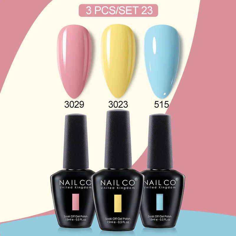 NAILCO 3 шт./компл. красочный гель-лак для ногтей, принадлежности для ногтей, полуперманентный замачиваемый гель-лак для дизайна ногтей, маникюр для ногтей, 15 мл
NAILCO 3 шт./компл. красочный гель-лак для ногтей, принадлежности для ногтей, полуперманентный замачиваемый гель-лак для дизайна ногтей, маникюр для ногтей, 15 мл