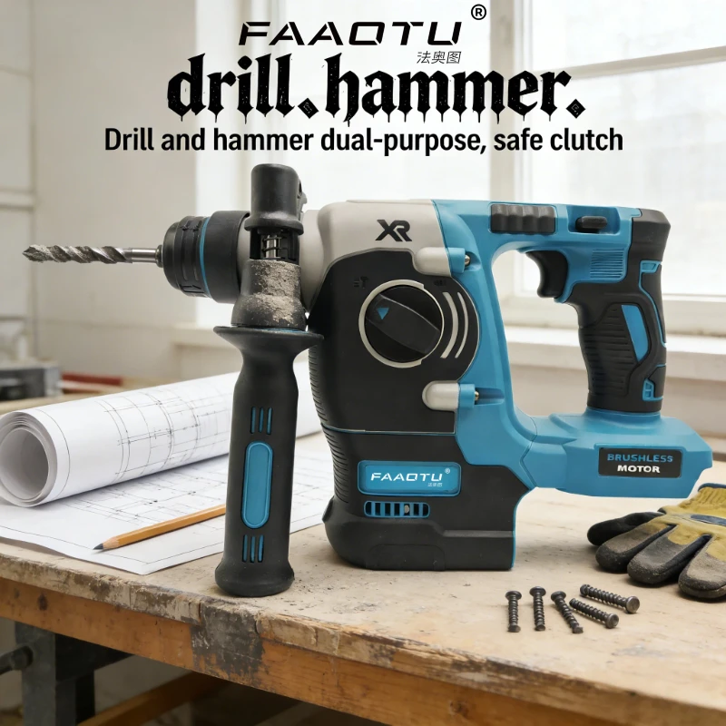 Беспроводной бесщеточный перфоратор FAAOTU 273, высокомоментный роторный молоток для сверления и долбления, совместим с аккумуляторами MT
Беспроводной бесщеточный перфоратор FAAOTU 273, высокомоментный роторный молоток для сверления и долбления, совместим с аккумуляторами MT